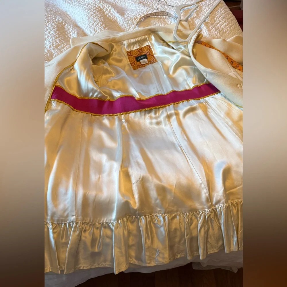 J Crew Vintage Wool Cream Coat Size 10 - Picture 5 of 6